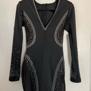 Long sleeve rhinestone dress